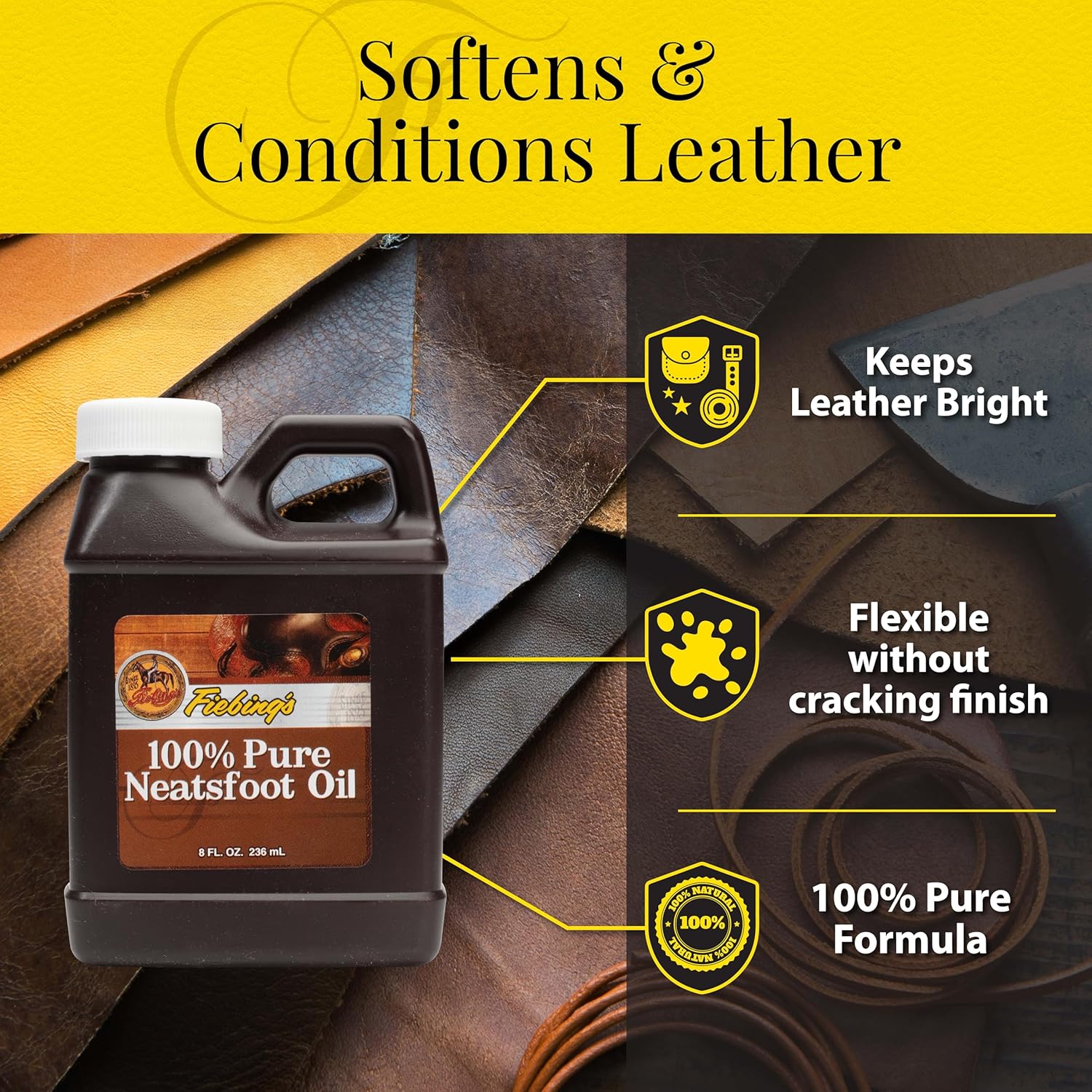 Fiebing’s 100% Pure Neatsfoot Oil – Leather Preserver & Conditioner - Image 9