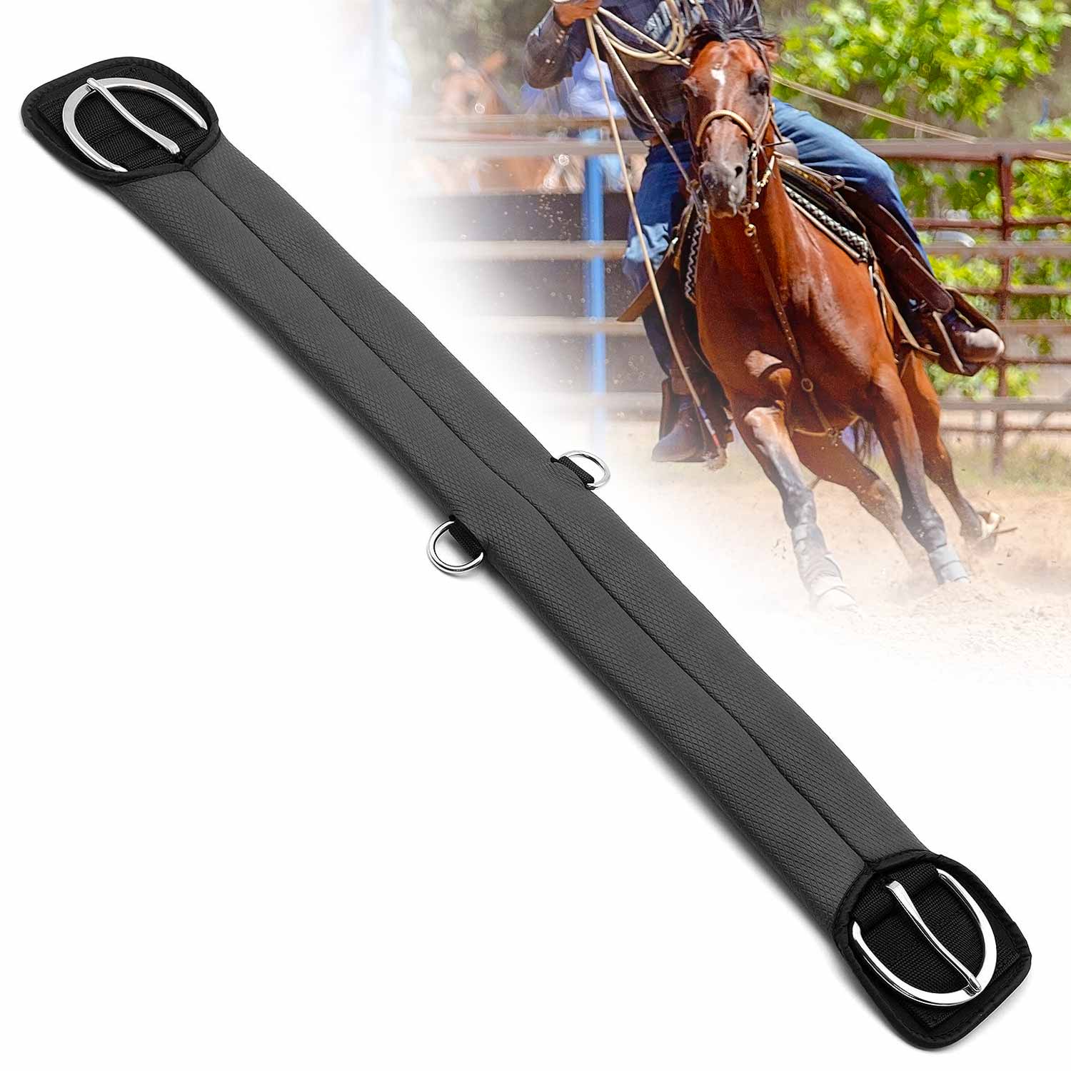 Jeffers Western PVC Sleeve Straight Cinch with Stainless Steel Hardware, Black