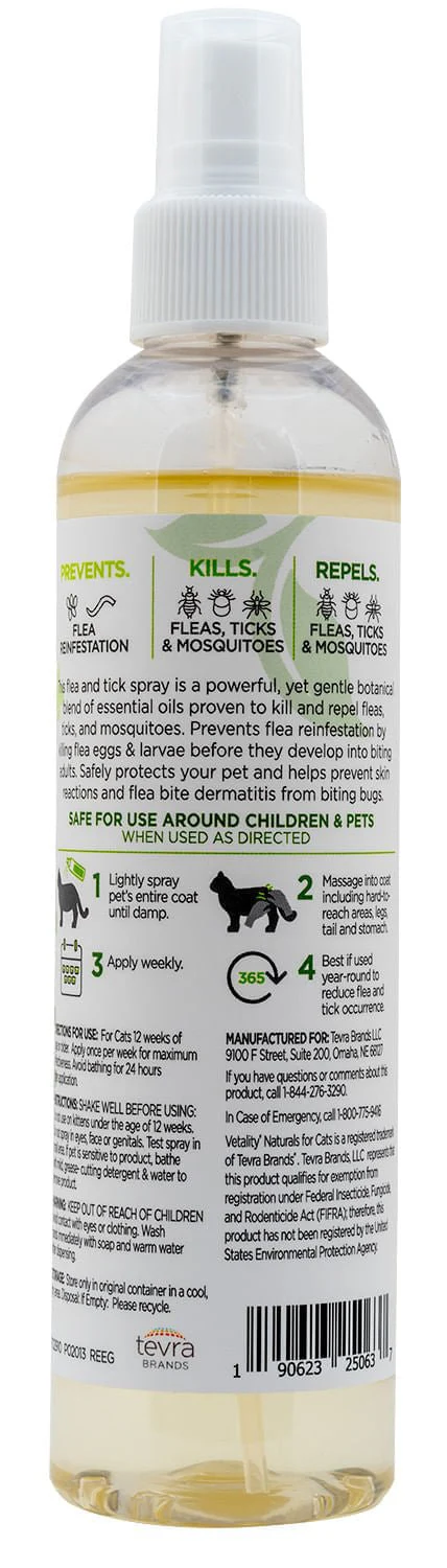 Vetality Naturals Flea & Tick Spray for Cats, 8 oz - Image 2