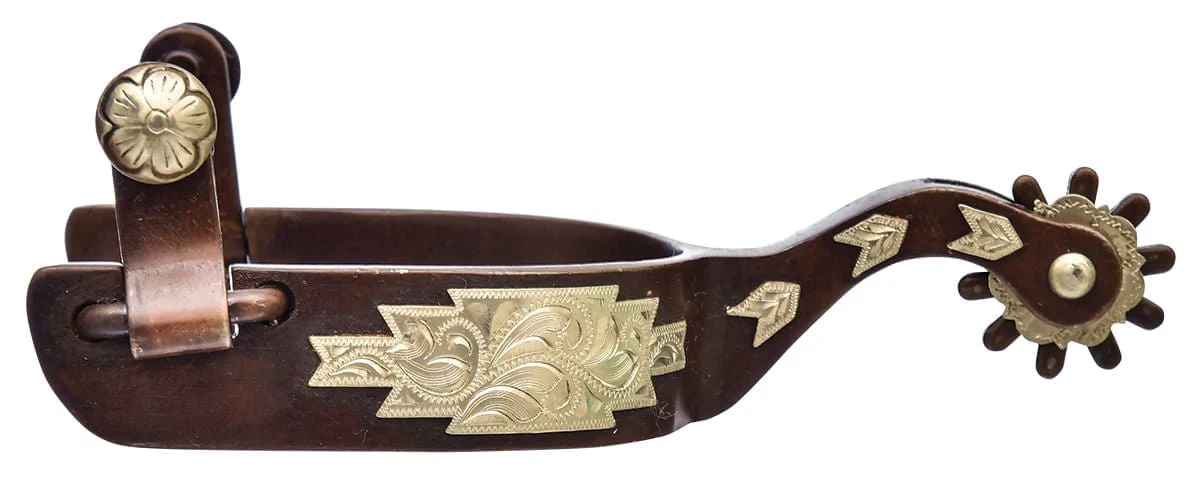 Jeffers Men's Western & Barrel Racing Spurs – Stainless Steel, Antique Brown & Brass Trim Horse Riding Spurs with 10-Point Rowels - Image 2