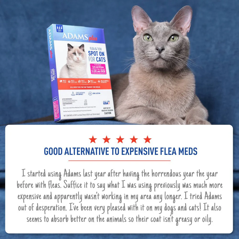ADAMS Plus Flea & Tick Spot On for Cats, 3 Month Supply - Image 6