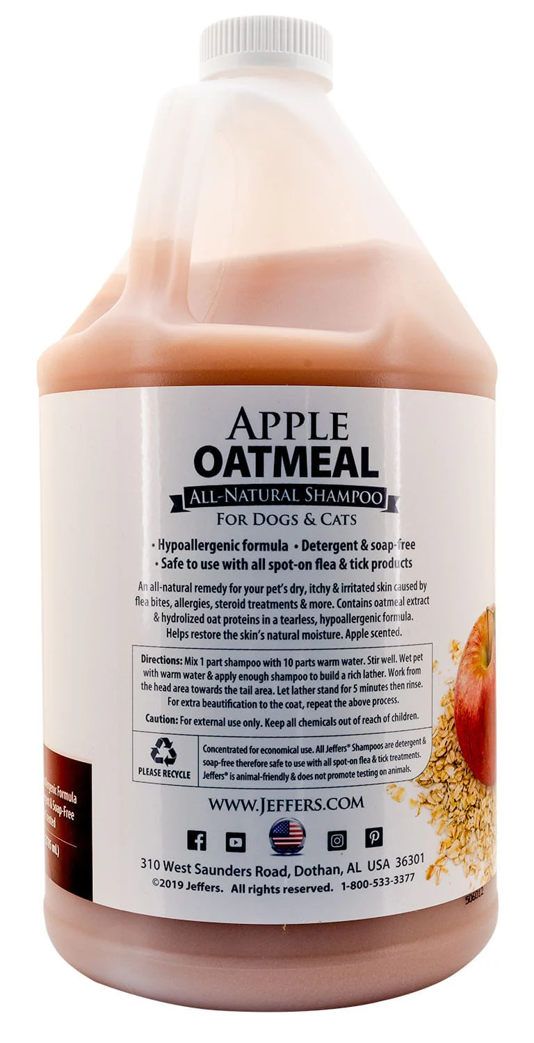 Jeffers Pet Apple Oatmeal All-Natural Hypoallergenic Dry Skin Shampoo for Dogs and Cats - Image 4