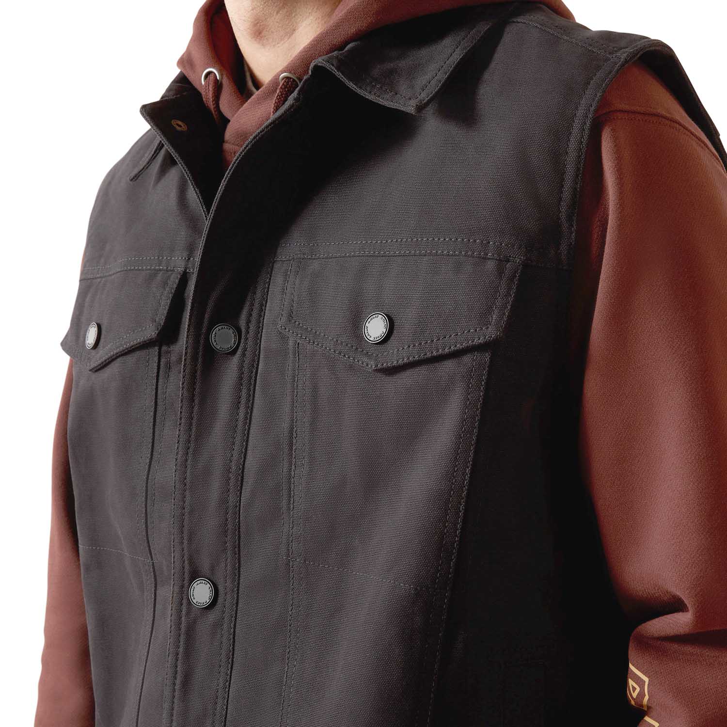 Ariat Men's Canvas Rancher Vest – Insulated Flannel-Lined Western Outdoor Vest - Image 3