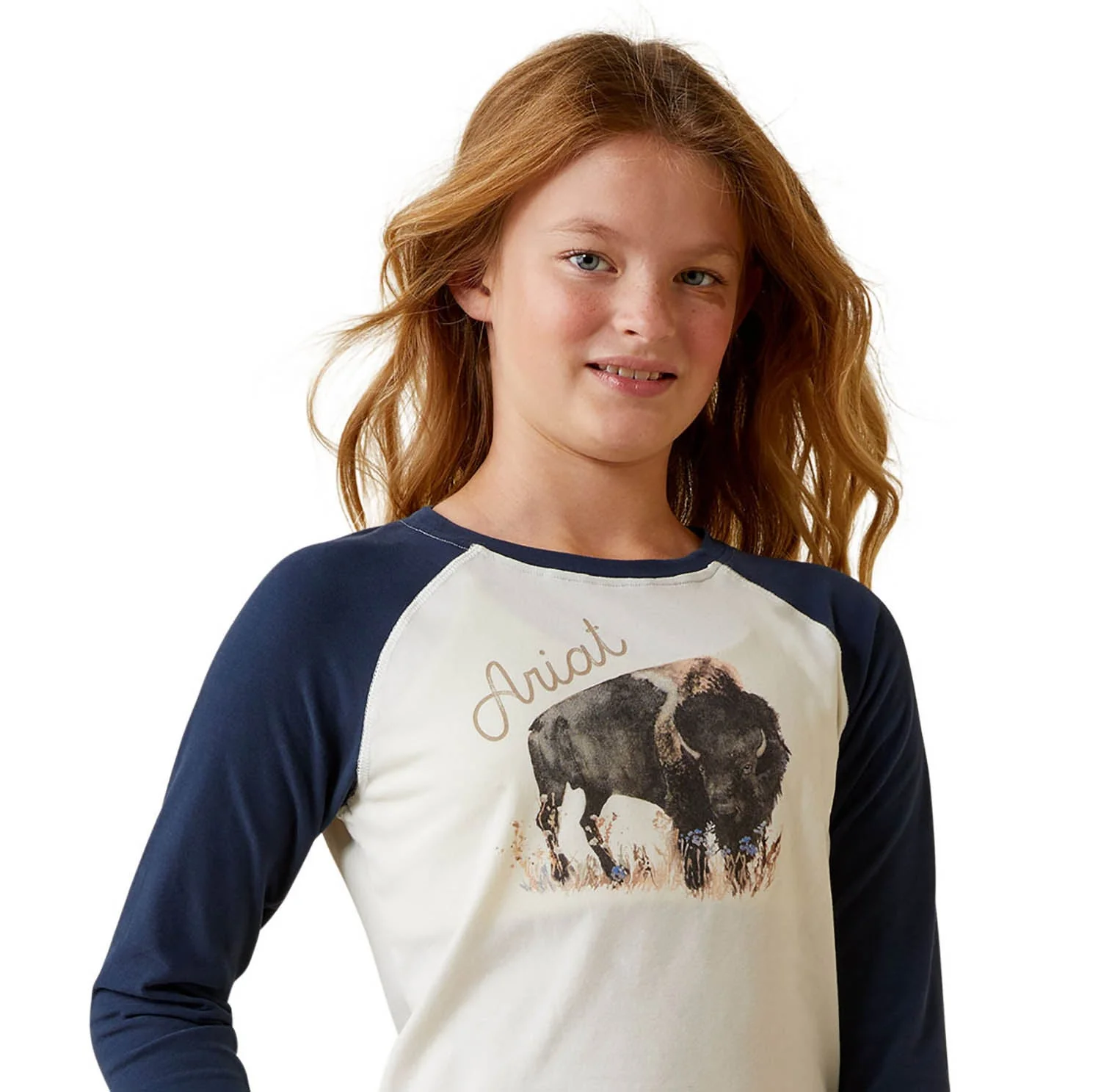 Ariat Girl's Painted Buffalo Raglan T-Shirt - Image 8