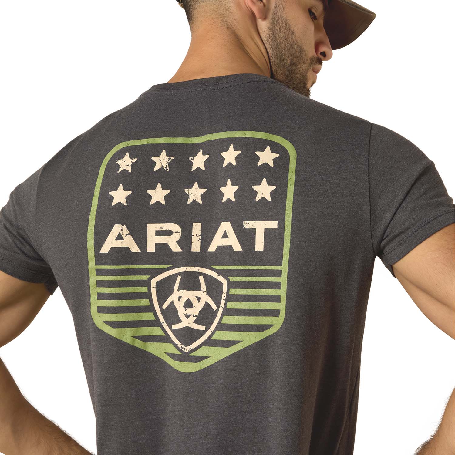 Ariat Mens Patriotic Badge Short Sleeve Shirt, 100% Cotton Unisex Top - Image 2