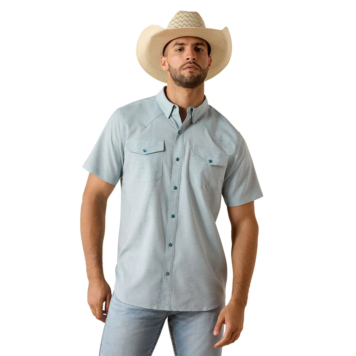 Ariat Men's Western VentTek Short Sleeve Fitted Snap Shirt - UPF 40