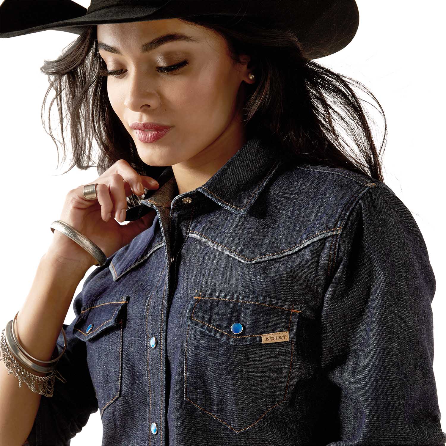 Ariat Women's Farriday Denim Long Sleeve Shirt - Image 3