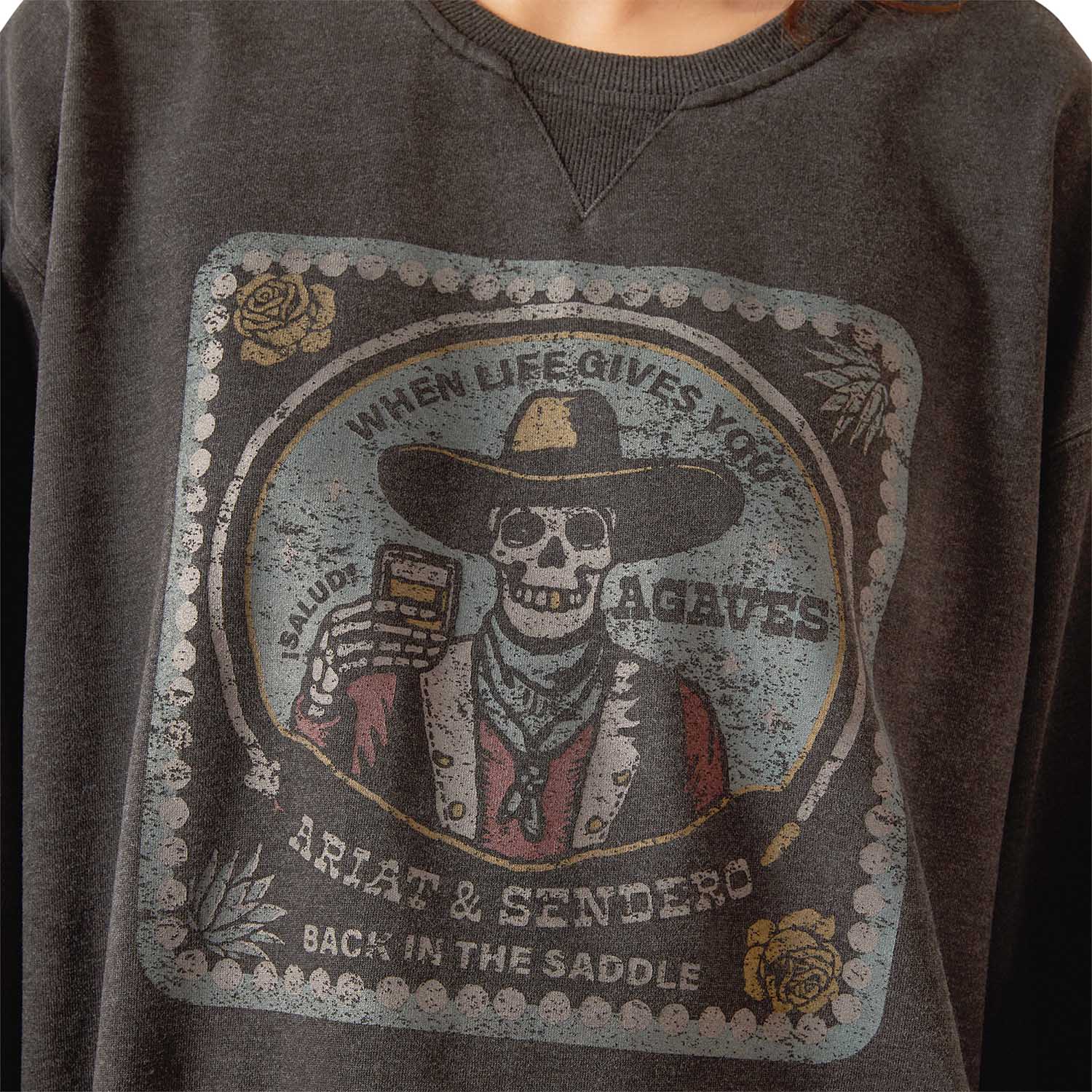 Ariat Womens Oversized Sendero "When Life Gives You Agaves" Graphic Sweatshirt – Limited Edition - Image 2