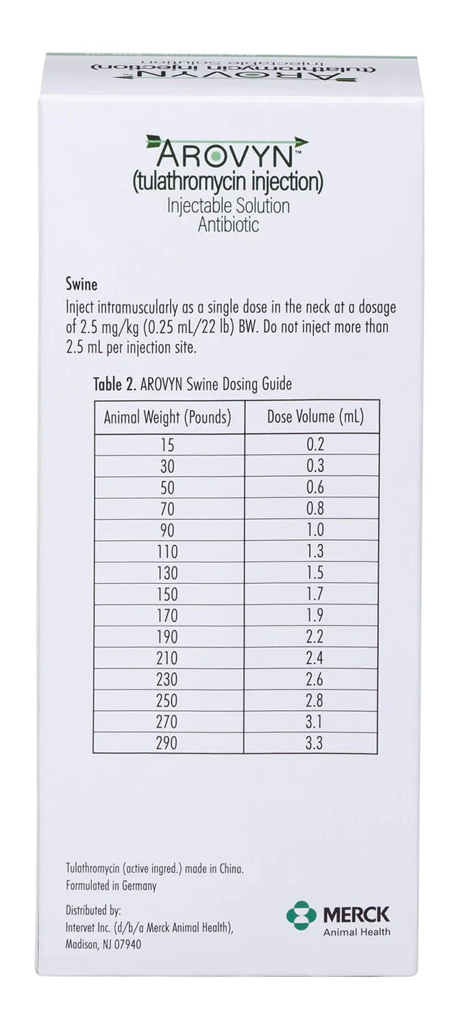 Rx Arovyn (tulathromycin) Injectable Solution for Swine & Cattle - Image 8