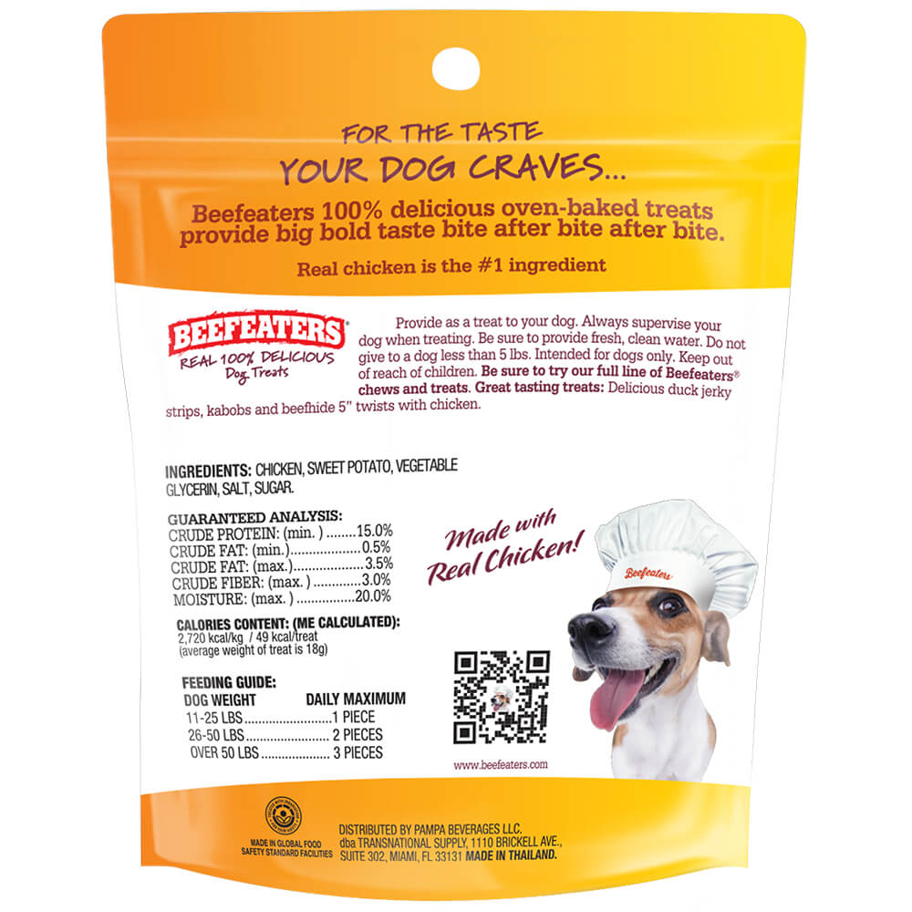Beefeaters Sweet Potato Wrapped with Chicken | No Corn, Wheat, Soy, Gluten, Low Fat | Chewy Whole Muscle Jerky | Dog Training Treats Reward or Snack - Image 6