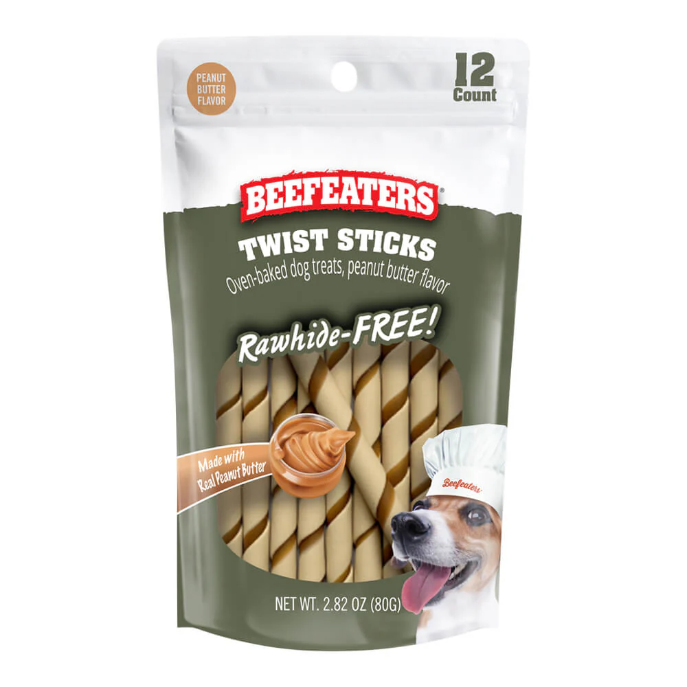 Beefeaters Twist Sticks, Rawhide Free, Oven Baked Dog Treats - Peanut Butter Flavored