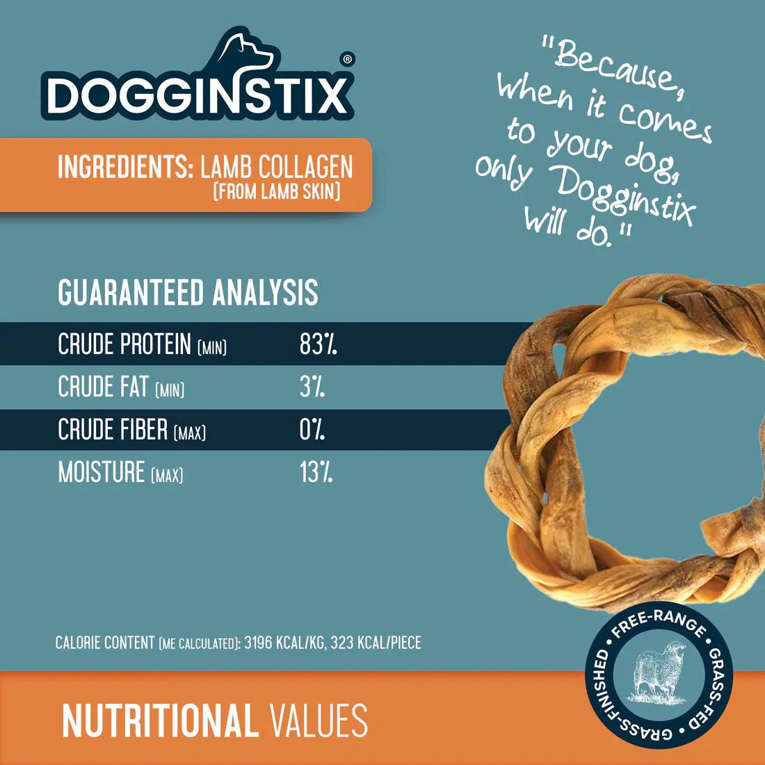 Dogginstix Braided Lamb Collagen Ring Chew Dog Treat – Natural, Grass-Fed, Low Fat - Image 3