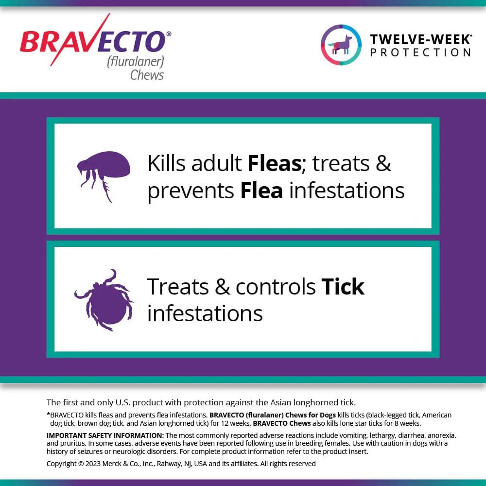 Rx Bravecto Chews for Dogs (Fluralaner) - 12 Week Flea & Tick Prevention, 1 Chew - Image 15