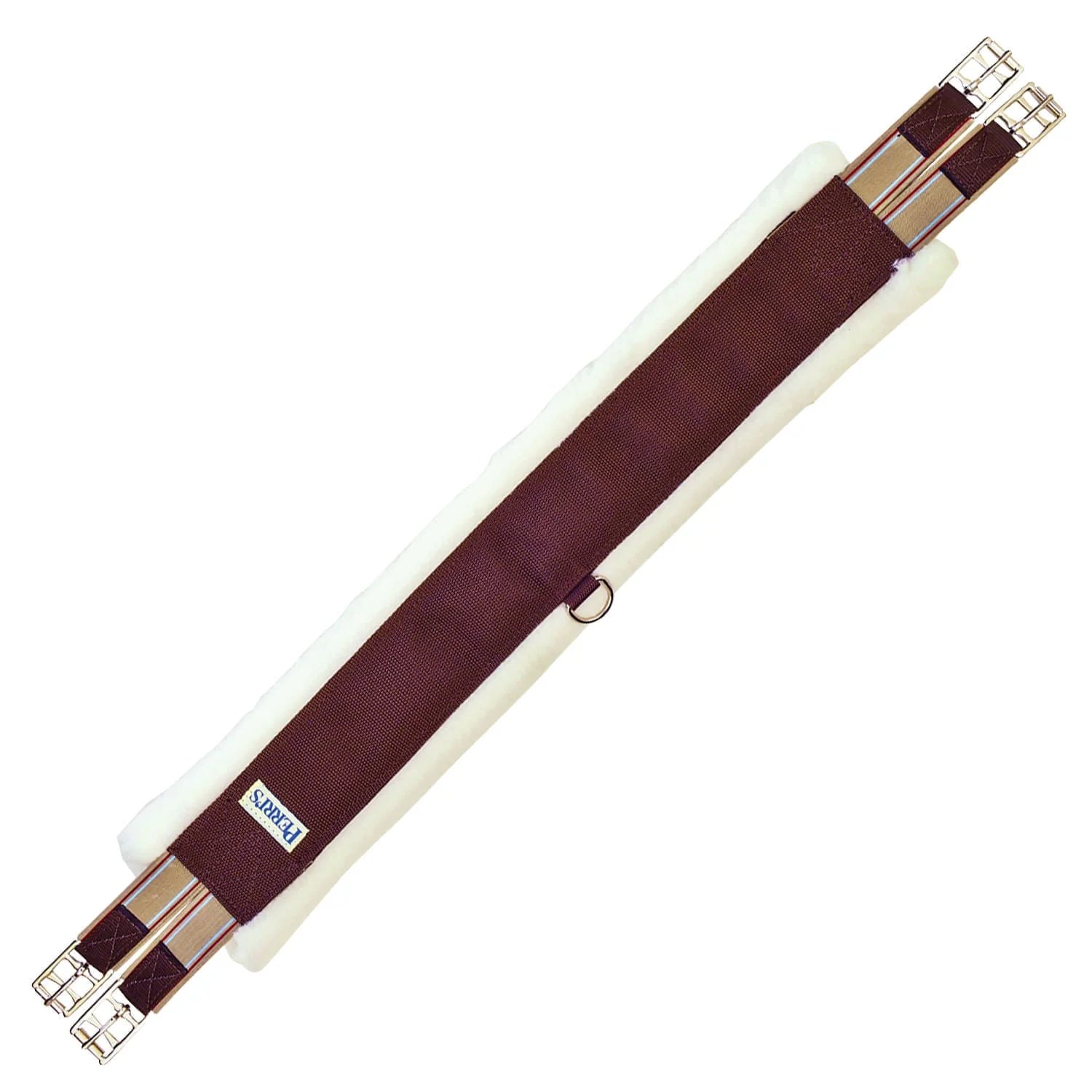 Perri's Nylon Fleece Girth, Double Elastic End, Brown - Image 8