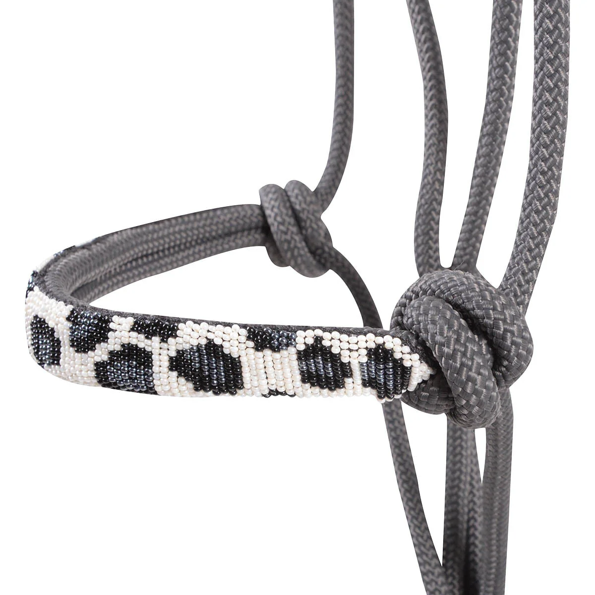 Cashel Beaded Leopard Rope Halter, Grey - Image 2
