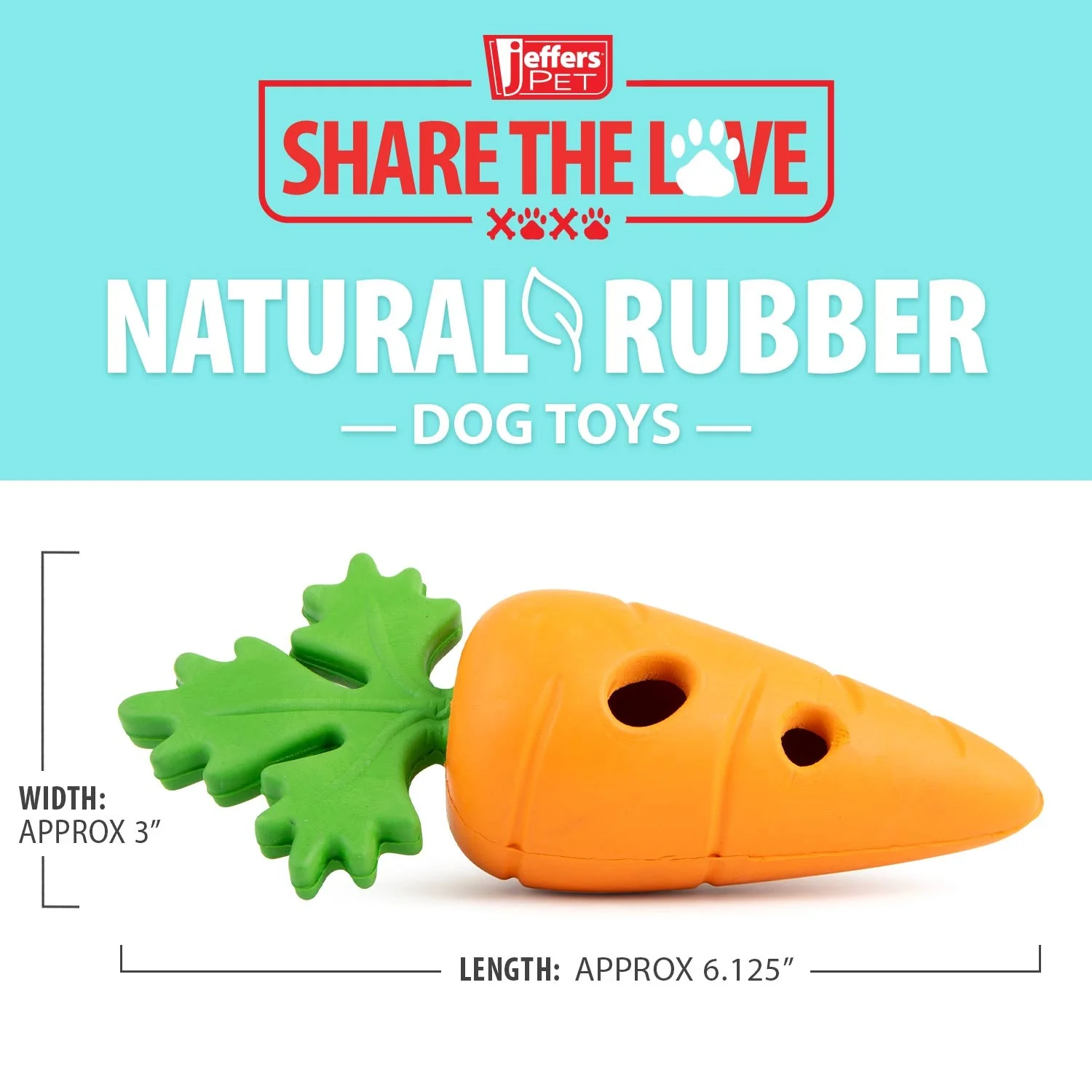 Jeffers Baby Carrot Natural Rubber Treat Dispensing Dog Dental Chew Toy - Image 4
