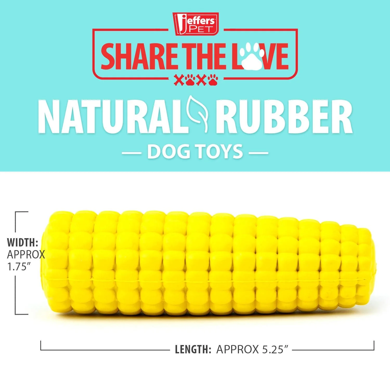 Jeffers Corn Cob Natural Rubber Treat Dispensing Dog Chew Toy with Dental Benefits - Image 3