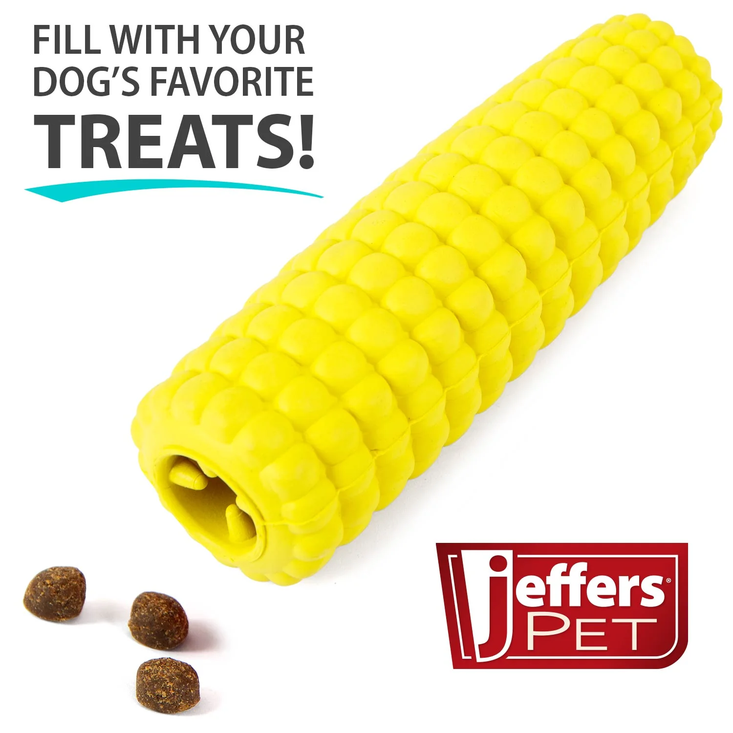 Jeffers Corn Cob Natural Rubber Treat Dispensing Dog Chew Toy with Dental Benefits - Image 4