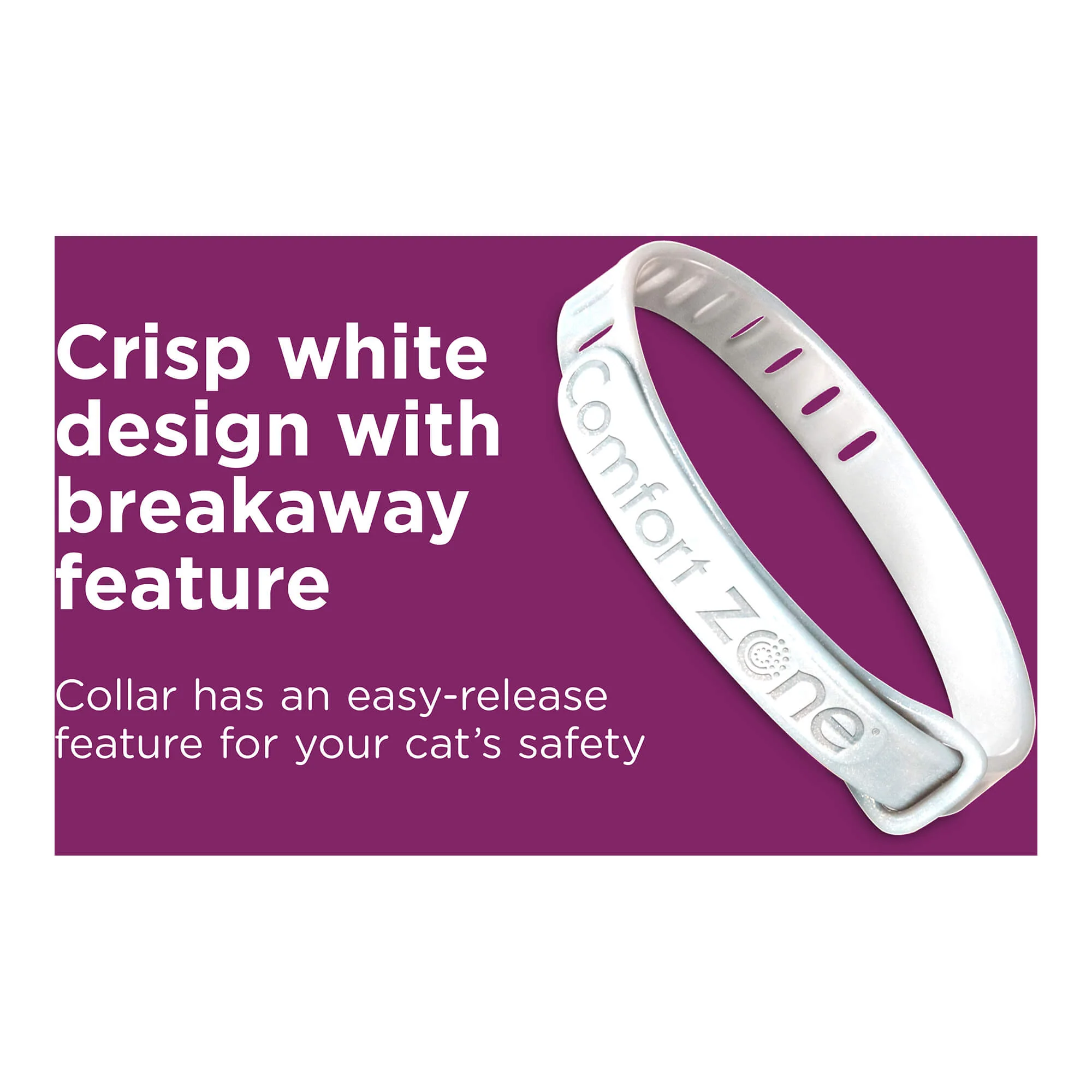 Comfort Zone Cat Calming Pheromone Collar, Anxiety & Stress Relief Aid, Breakaway Design, White - Image 4