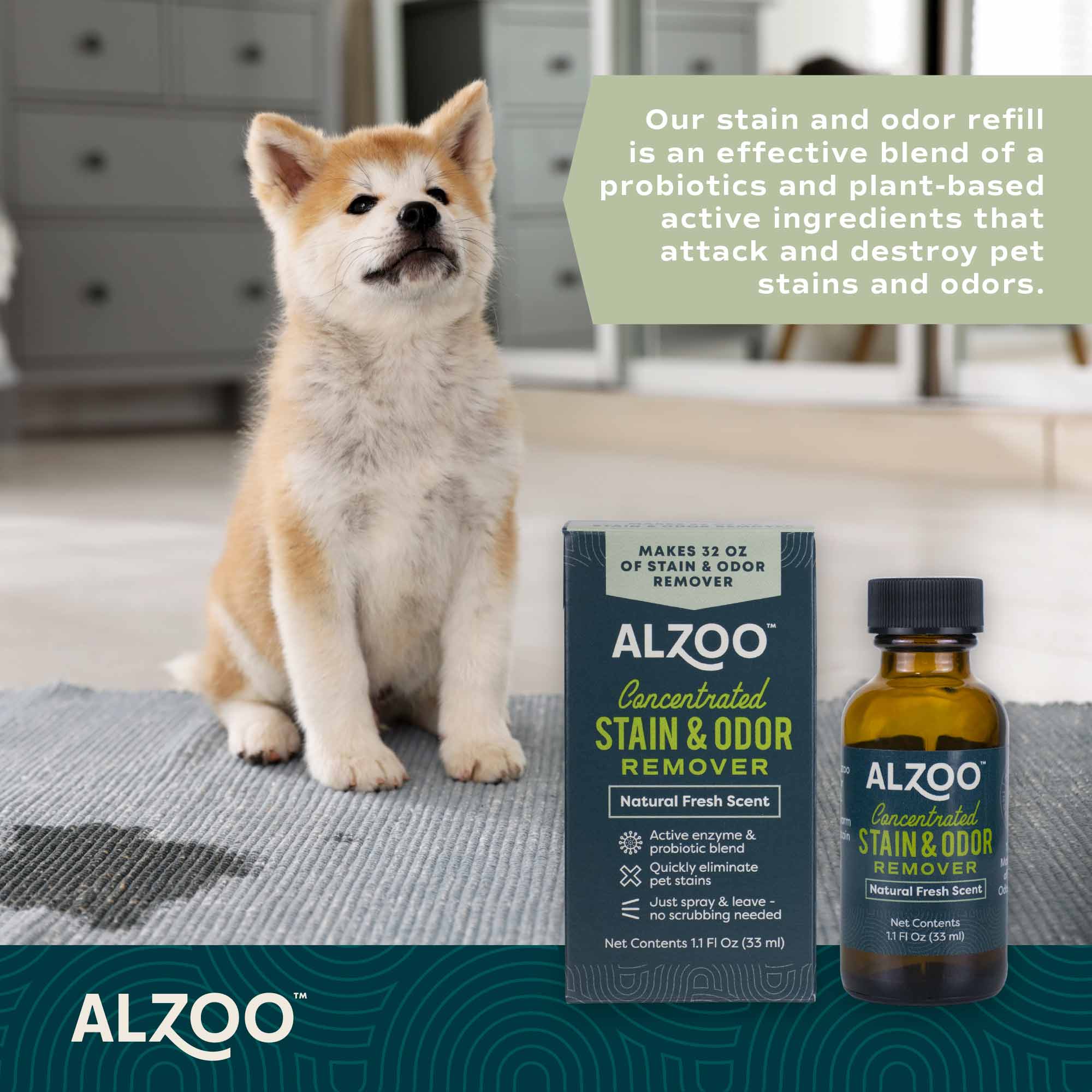 ALZOO Concentrated Enzyme-Based Pet Stain & Odor Remover Kit & Refill - Image 12