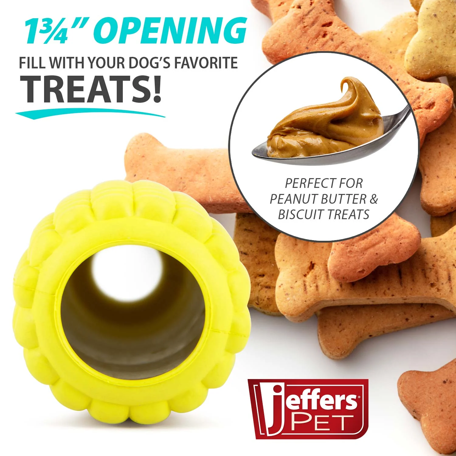 Jeffers Corn Cob Natural Rubber Stuffable Treat Dispenser Dog Dental Chew Toy - Image 2
