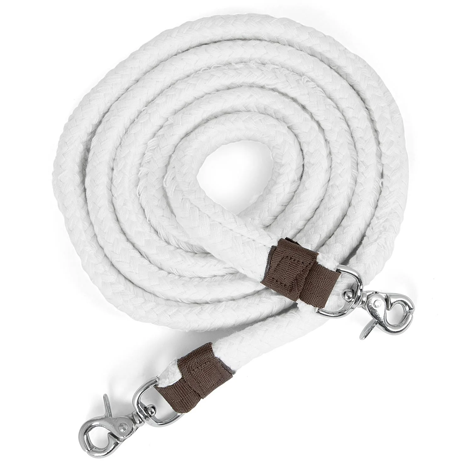 Jeffers Flat Braid Cotton Roping Rein, 7' White - Image 4