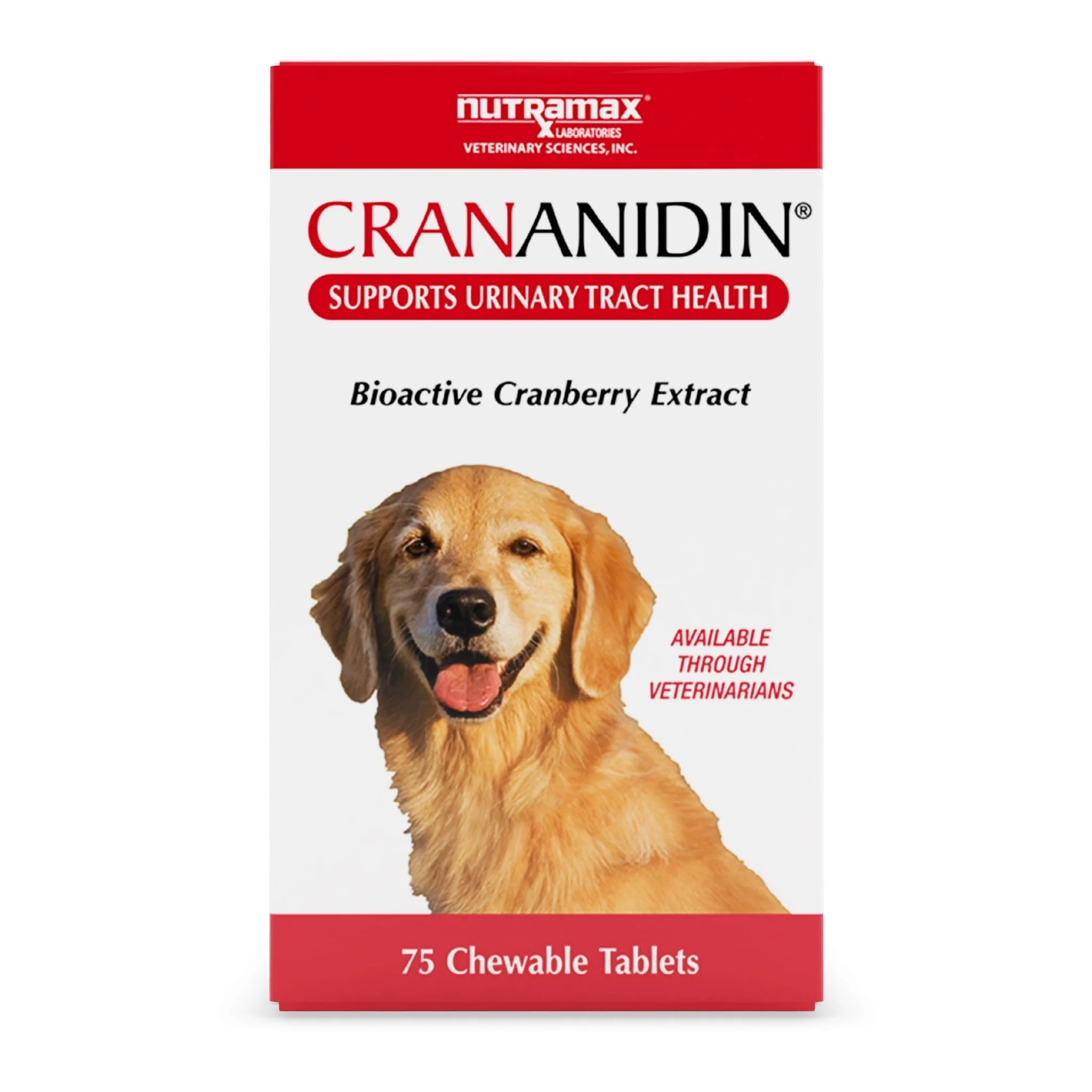 Nutramax Crananidin - Cranberry Extract Urinary Tract Health Supplement for Dogs, 75 Chewable Tablets