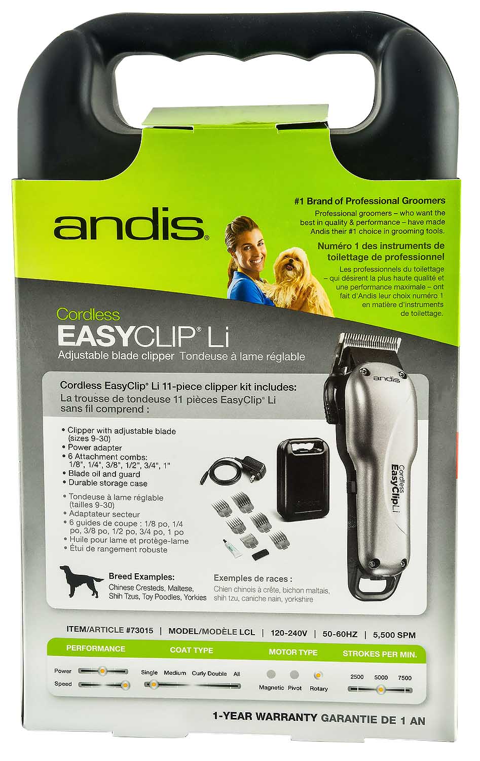 Andis EasyClip Cordless Lithium Clipper Kit, 11 piece - Image 4