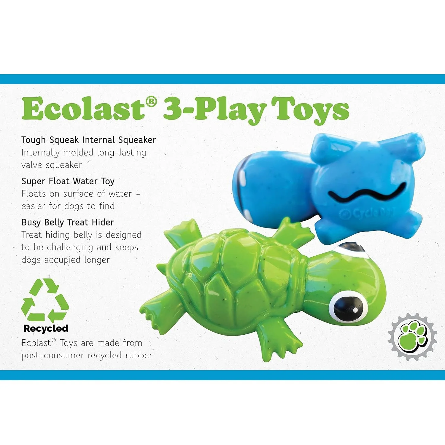 Ecolast Rubber Floating Hippo / Turtle Dog Toys, 1 ct - Image 2