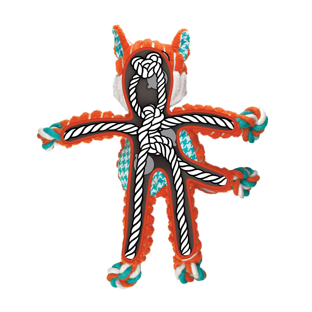KONG Floppy Knots Plush Dog Toy with Internal Rope & Squeaker - Image 4