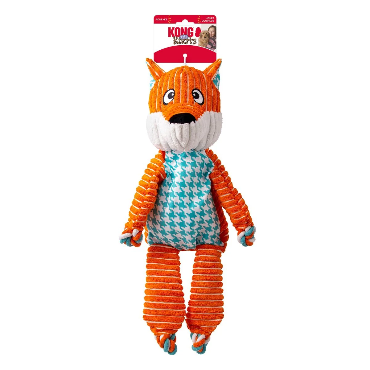 KONG Floppy Knots Plush Dog Toy with Internal Rope & Squeaker - Image 7