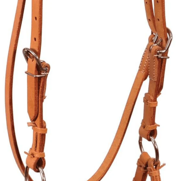 Buffalo Leather Fully Adjustable Leather Nose Side Pull Headstall - Image 3