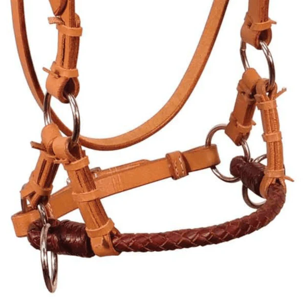 Buffalo Leather Fully Adjustable Leather Nose Side Pull Headstall - Image 4