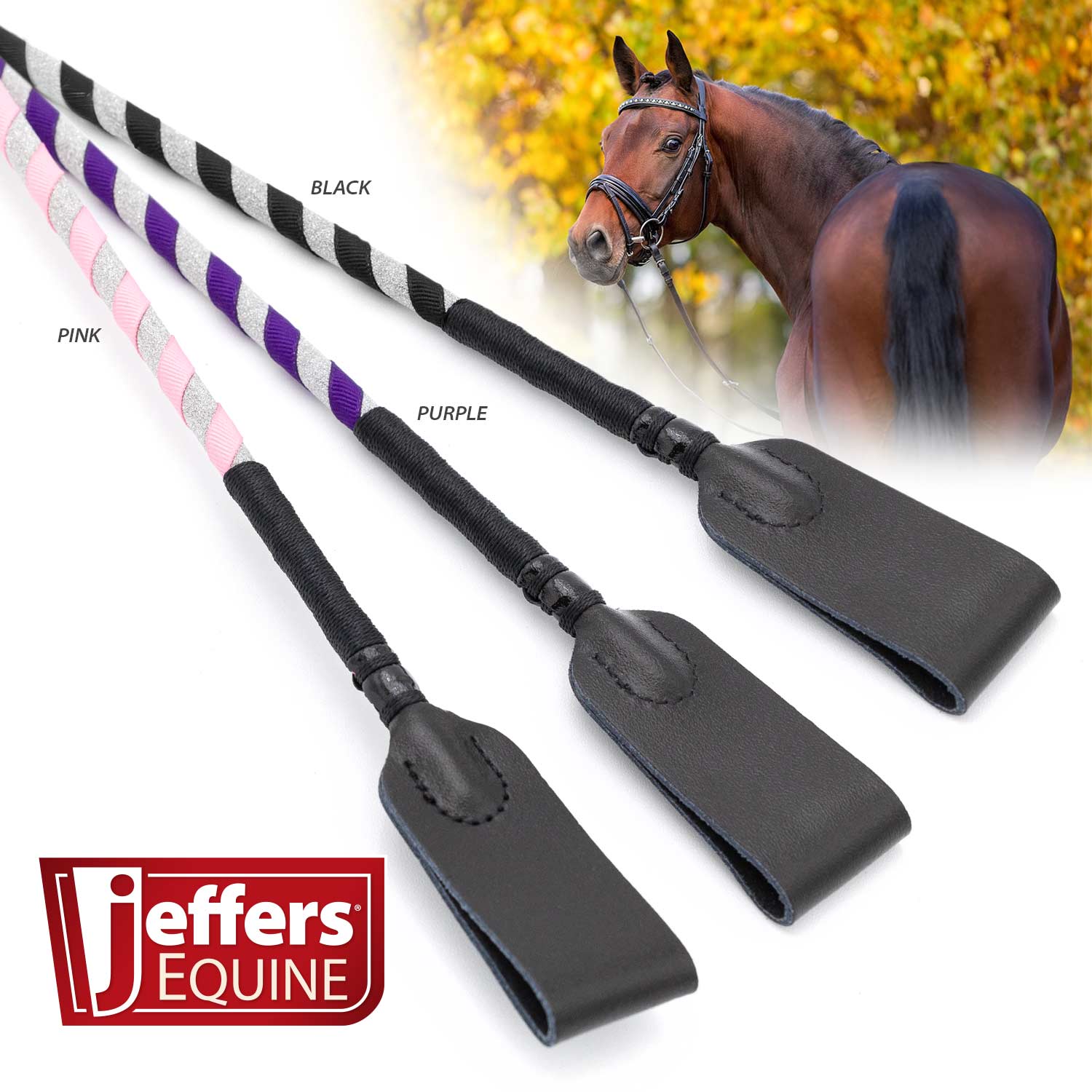 Jeffers Glitter Ribbon 26 Inch Riding Crop - Image 2