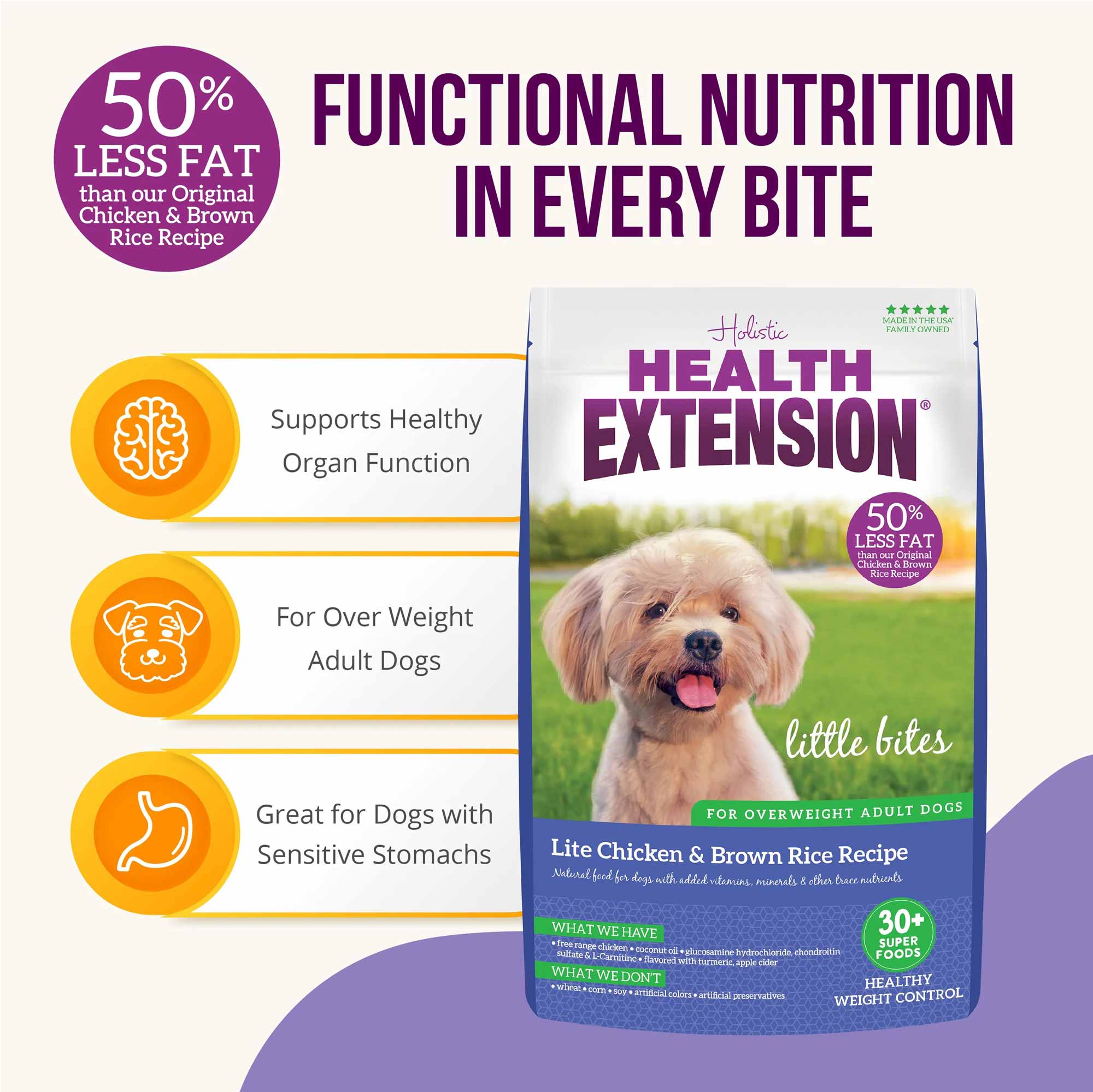 Health Extension Little Bites Lite Chicken & Brown Rice Recipe Small Breed Dry Dog Food - Image 5