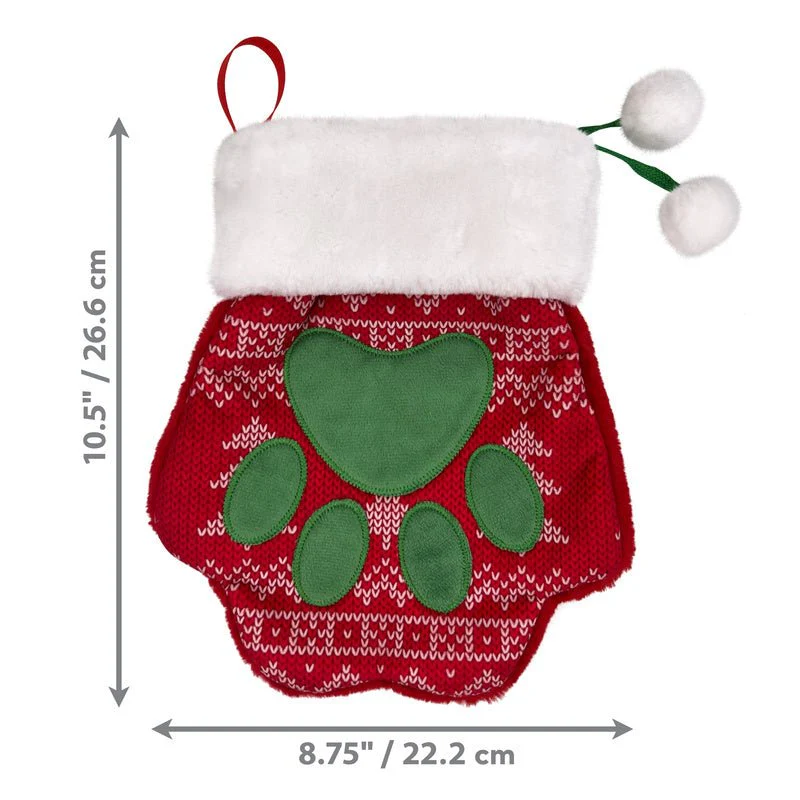 Holiday Paw Stocking Large – Festive Dog Stocking for Treats & Toys, Paw-Shaped, Polyester - Image 3