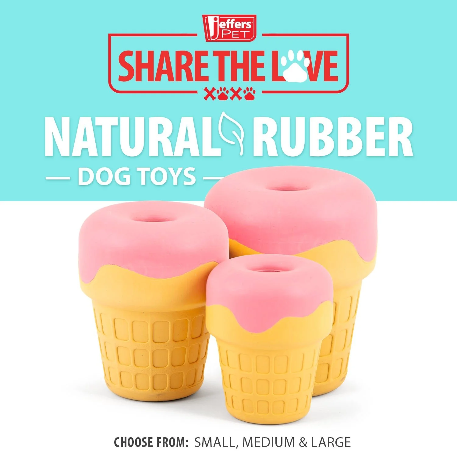 Jeffers Ice Cream Cone Natural Rubber Stuffable Treat Dispensing Dental Dog Chew Toy - Image 4