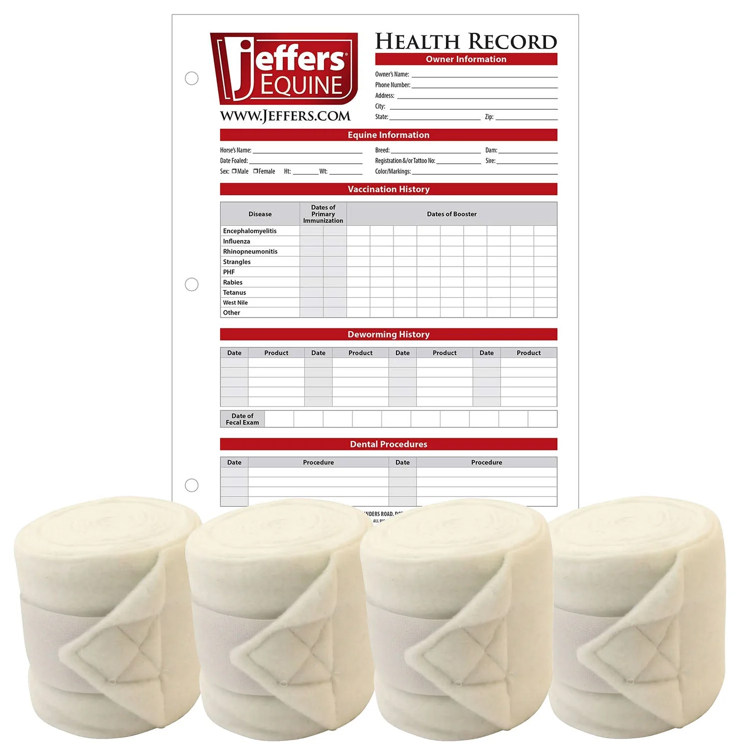 Jefers Horse Fleece Polo Wraps - Reusable Set of 4 Wraps and 1 Equine Health Record - Image 10