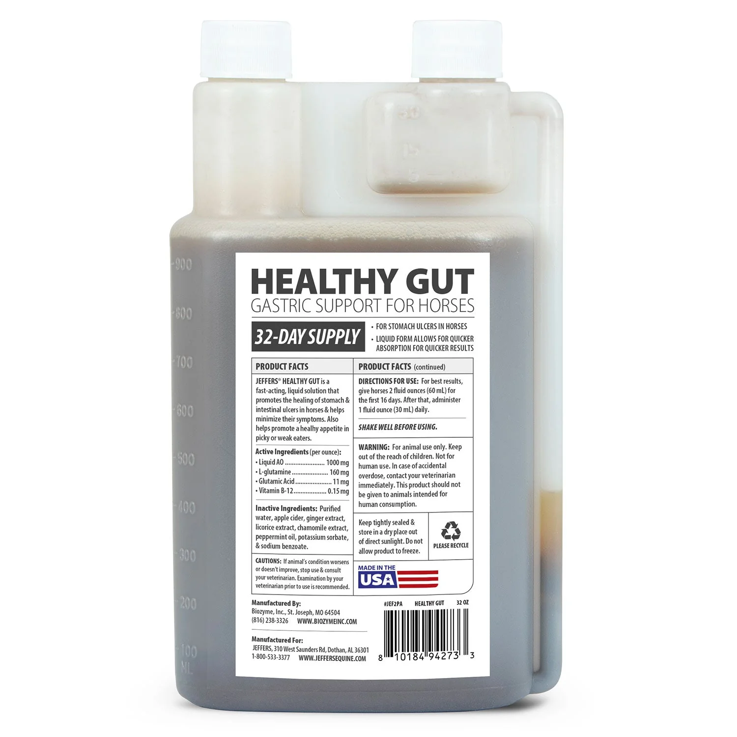 Jeffers Healthy Gut Gastric Support Liquid Supplement for Horses - Image 2