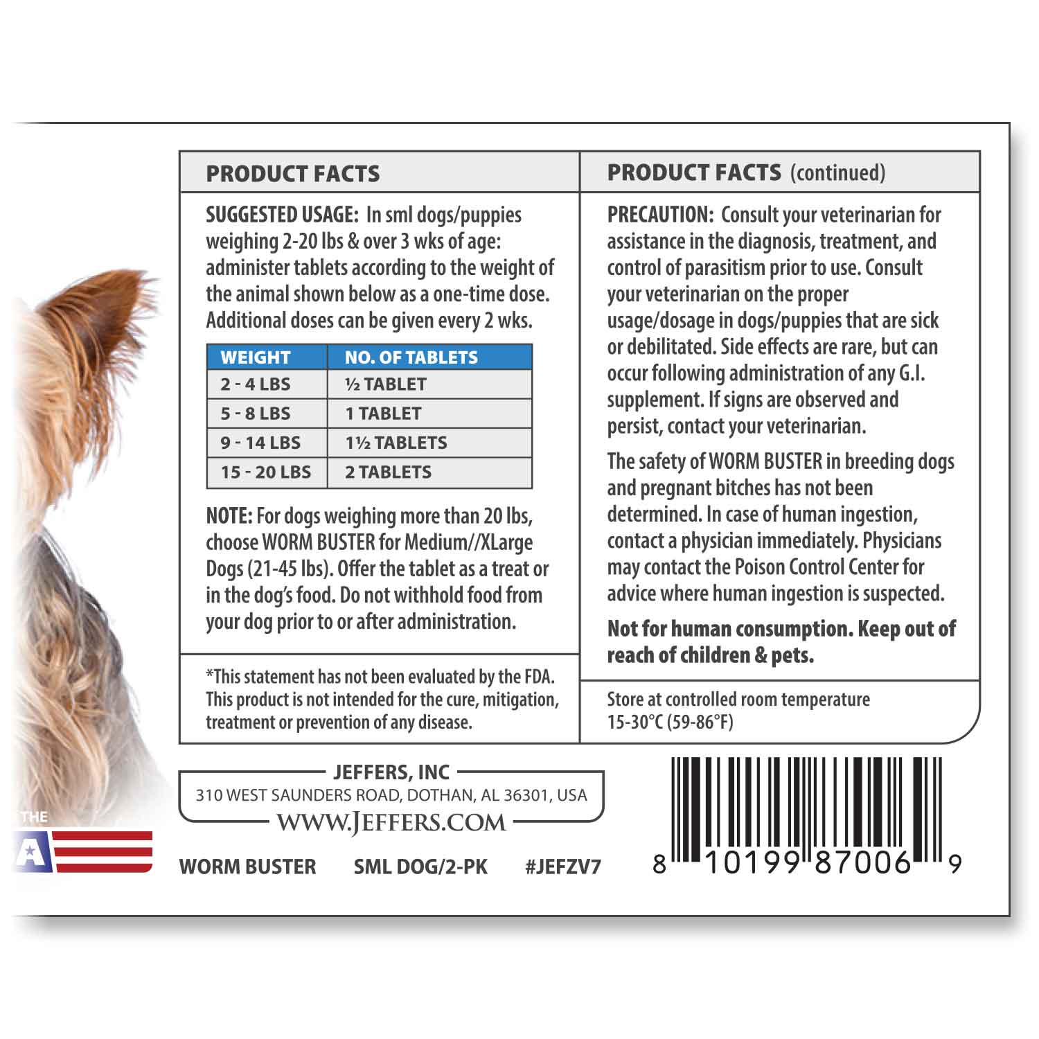 Jeffers Worm Buster Dog Dewormer Flavored Tablets - Image 3