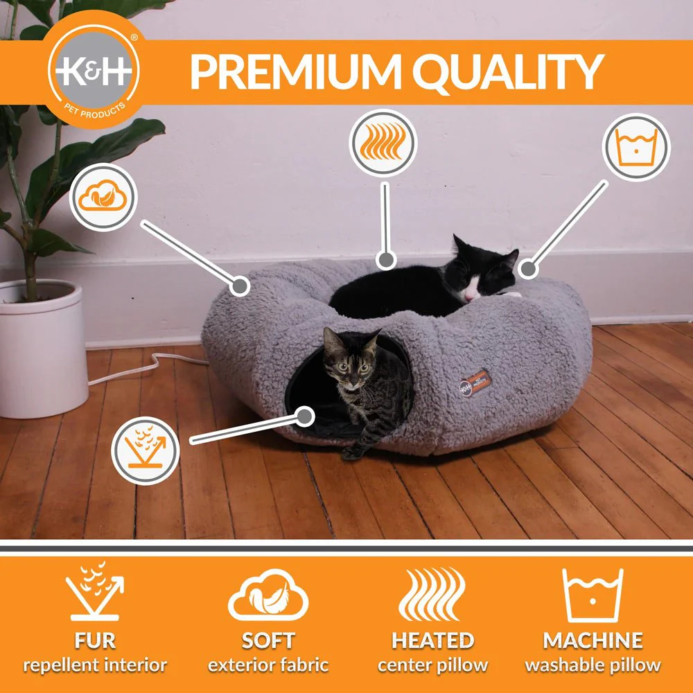 K&H Thermo-Kitty Heated Cat Tunnel – Indoor Heated Cat Bed and Play Tunnel with Machine Washable Pillow - Image 4