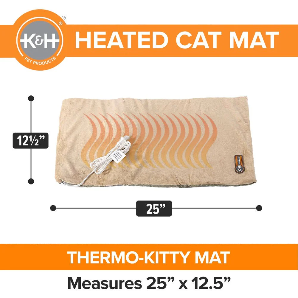 K&H Thermo-Kitty Mat Heated Cat Bed – Indoor Reversible Heated Cat Mat, Low-Wattage, Machine Washable, Cozy Nap Pad - Image 3