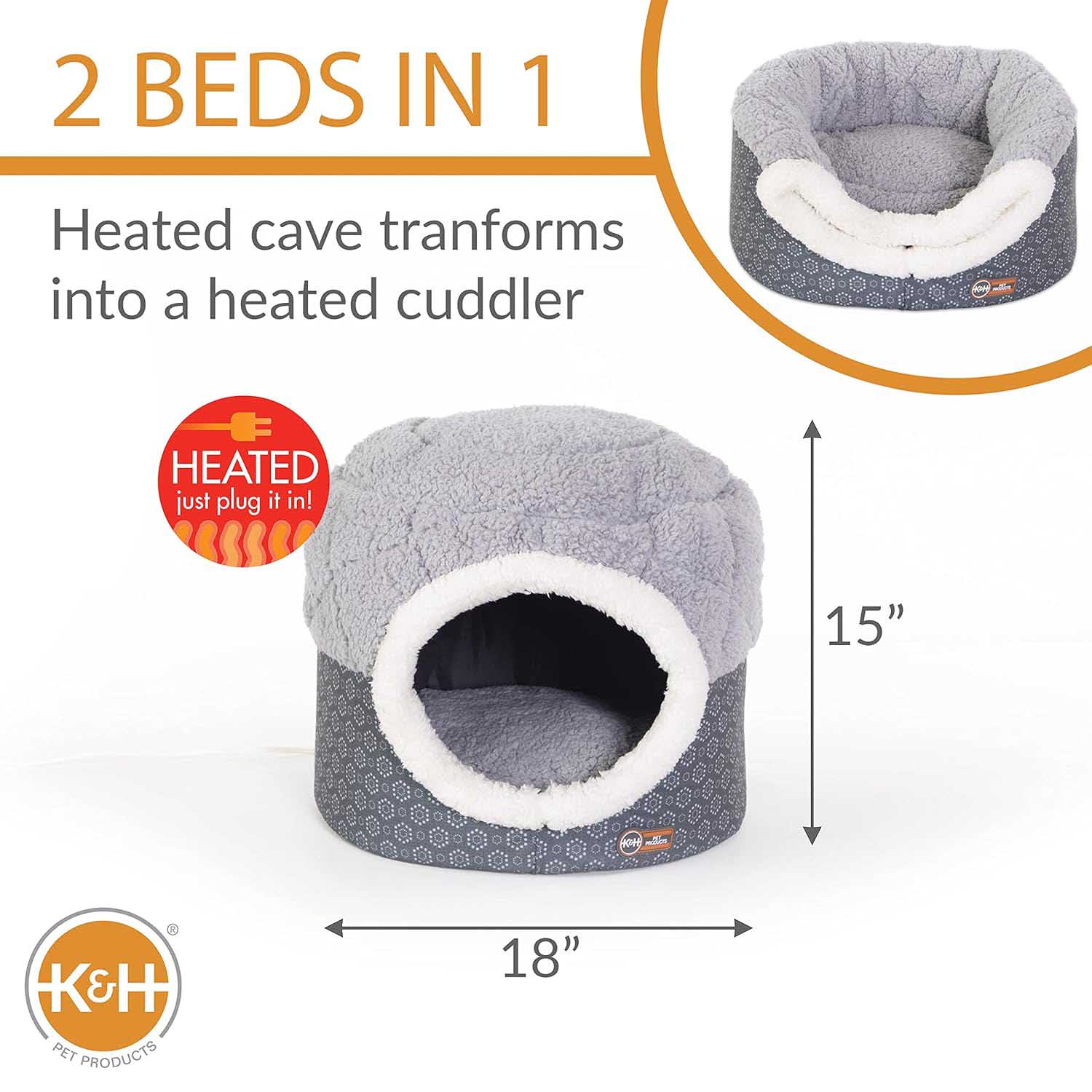 K&H Thermo-Pet Nest Heated Cat Bed – Soft Plush Indoor Cat Cave for Cats and Small Dogs, Machine Washable - Image 2