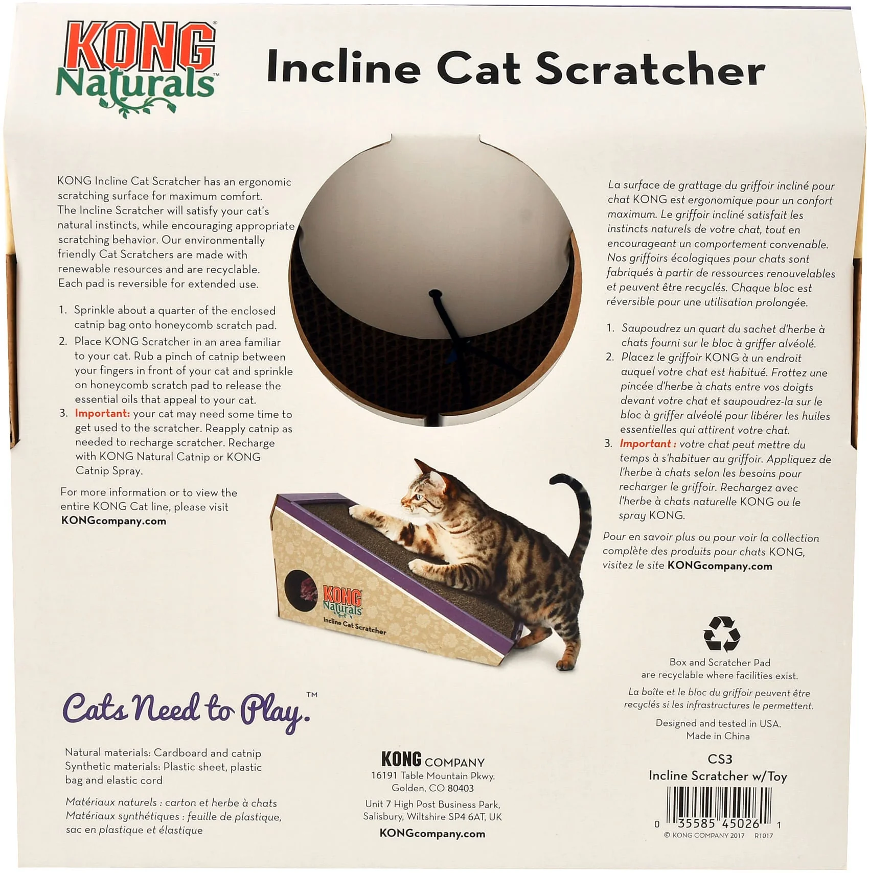 KONG Naturals Incline Scratcher with Toy - Image 2