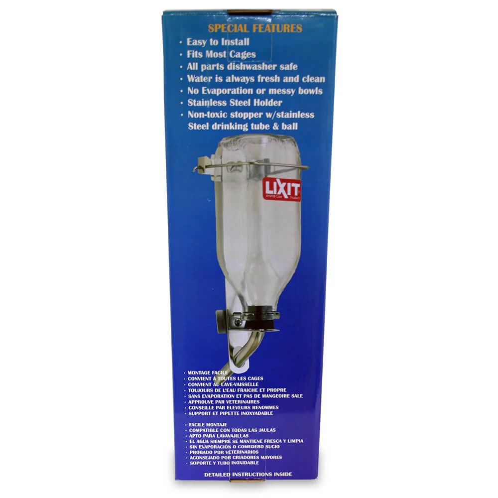 Lixit Glass Chew-Proof Water Bottle with Tube & Cage Mount for Pets - Image 4