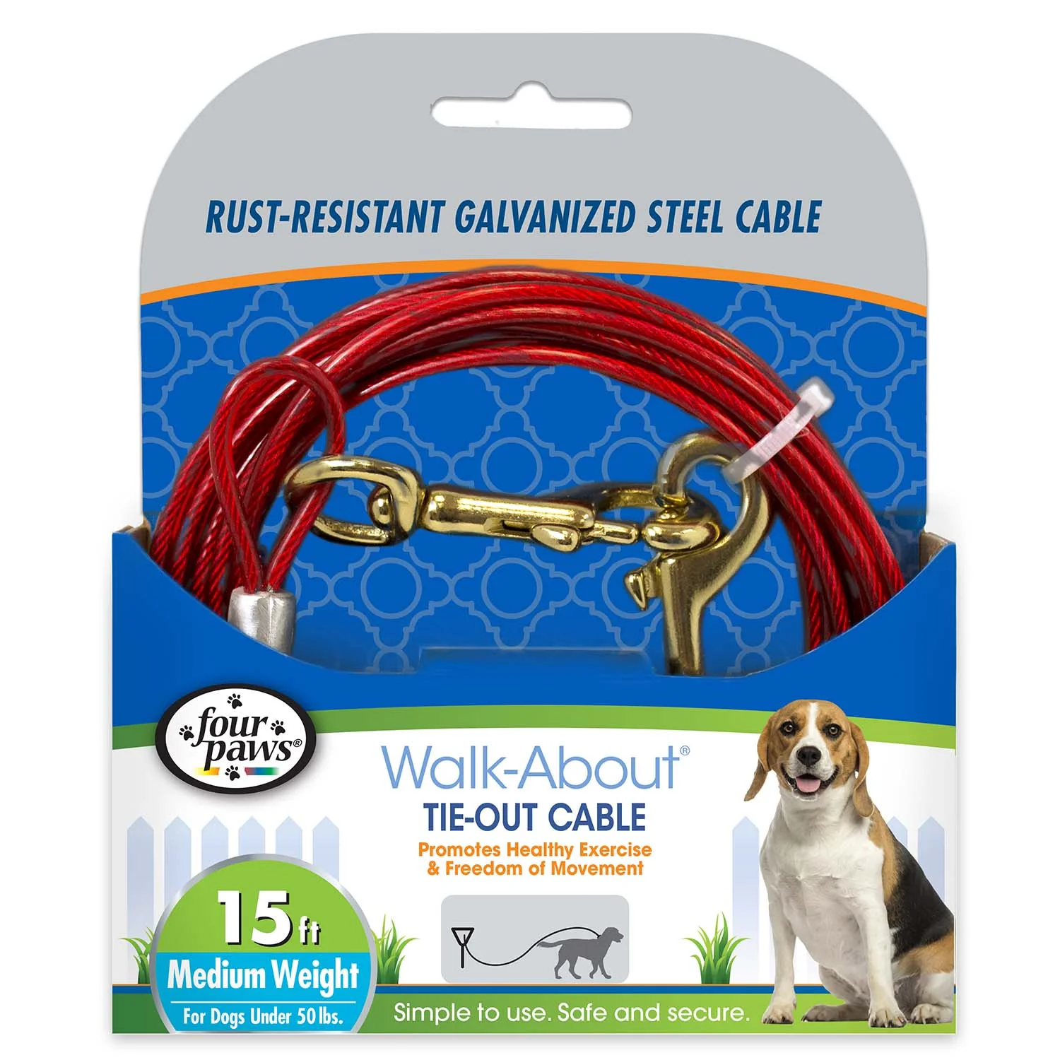 Medium Weight Dog Tie Out Cable, Red - Image 3
