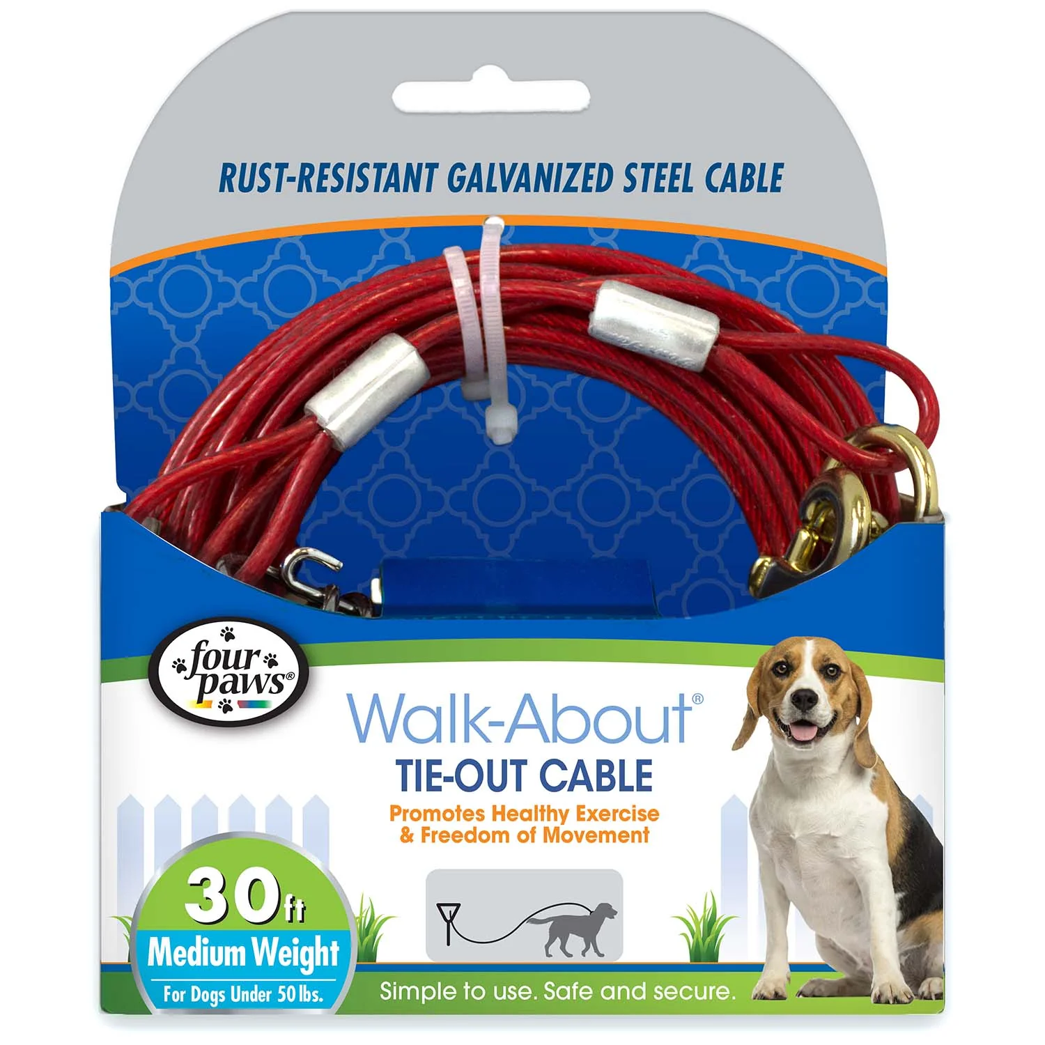 Medium Weight Dog Tie Out Cable, Red - Image 4