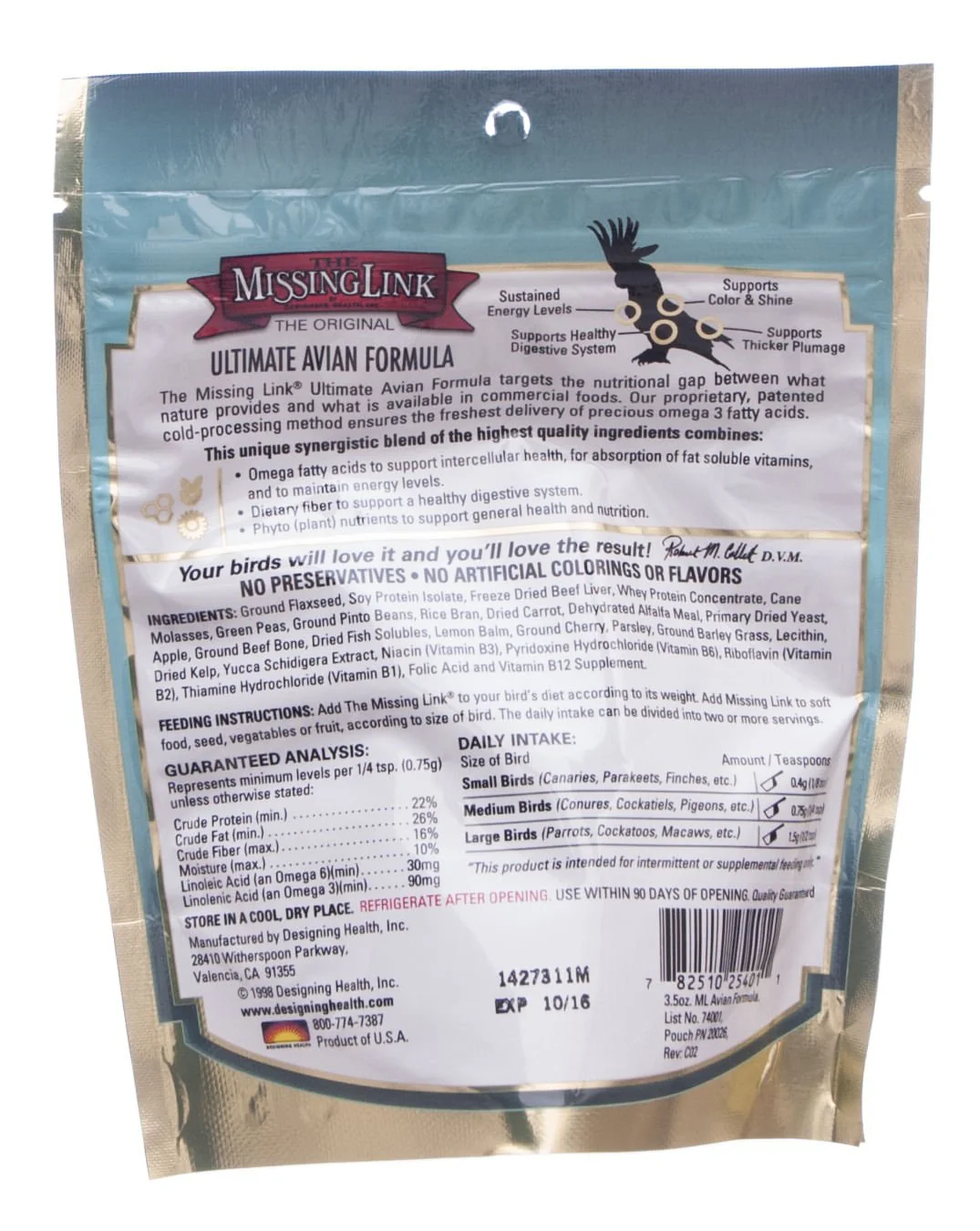 Missing Link Ultimate Avian Formula, 3.5 oz - Bird Supplement - Image 2