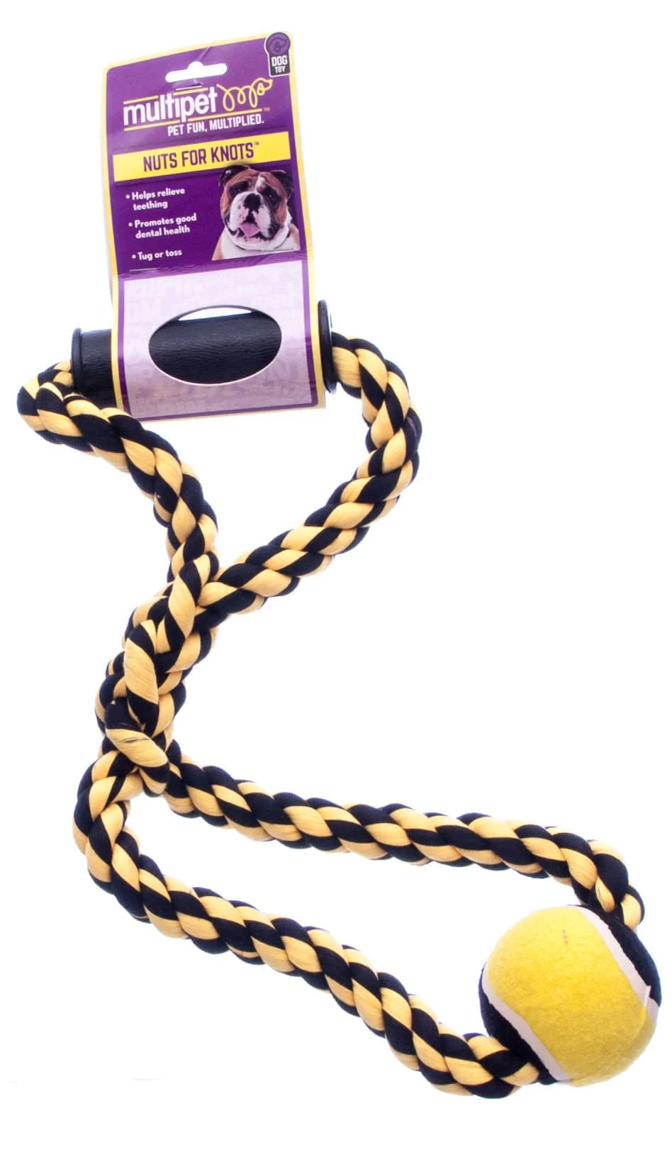 Nuts for Knots Rope Tug Dog Toy with Handle & Tennis Ball, Assorted - Image 2