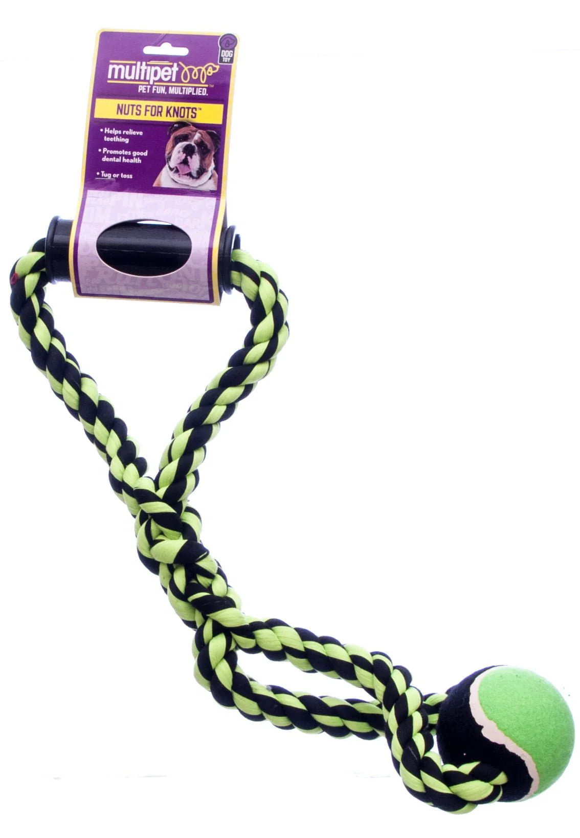 Nuts for Knots Rope Tug Dog Toy with Handle & Tennis Ball, Assorted - Image 6